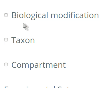 Checked biologicalmodification with 'modification' selected